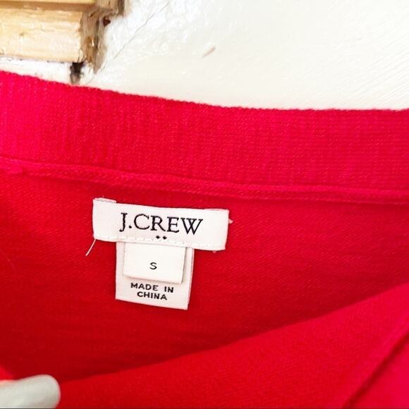 J. crew Red tie cold shoulders sweater cotton sz S - Picture 3 of 7